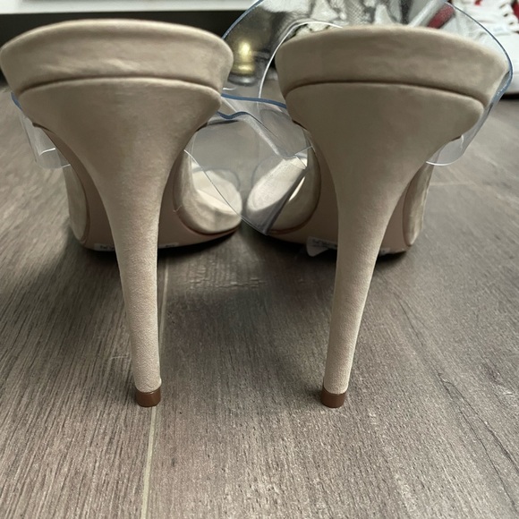 Shultz Arielle Heel Sandal Nude Vinyl Clear Straps SZ 11 - Picture 4 of 6
